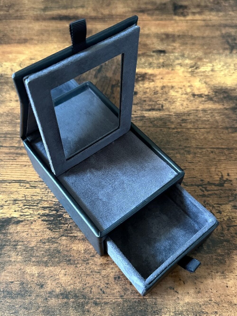 David Yurman Black Leather Jewelry Box Storage Display w/ Mirror and Drawer RARE